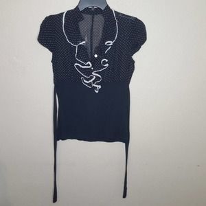 S Ruffle Top Tee Shirt Blouse Polka Dot Shirt C